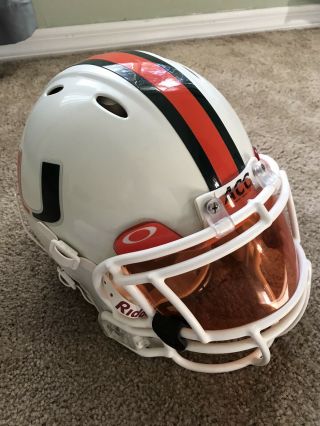 University Of Miami Authentic Game Worn Riddell Helmet