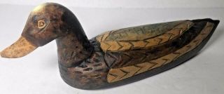 Vintage Antique Solid Wood Duck Decoy Hand Carved In St Maarten 11 " X 4 "