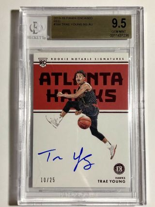 2018 - 19 Encased Trae Young Red Notable Signatures Auto Rc 10/25 Ebay 1/1 Bgs 9.  5