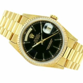 Rolex Watch Mens Day - Date 18038 Presidential Gold Black Stick Dial