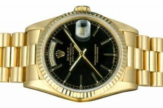 Rolex Watch Mens Day - Date 18038 Presidential Gold Black Stick Dial 2