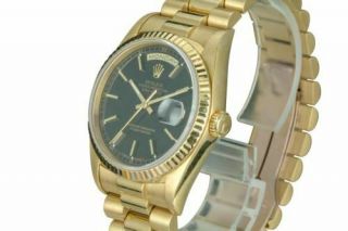 Rolex Watch Mens Day - Date 18038 Presidential Gold Black Stick Dial 3