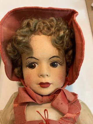 Chad Valley Doll Co 16 " Cloth Antique Vintage Little Red Riding Hood Felt Doll