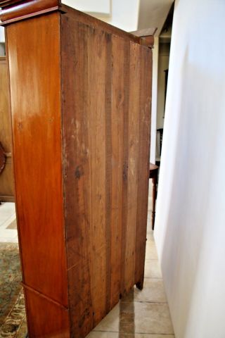 Antique Armoire Wardrobe Closet Mirrored Beveled Doors Bottom Drawer Carved Wood 2