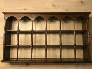 Vintage Wooden Knick Knack 18 Tea Cup Wall Shelf/ Collectible Display Spindles