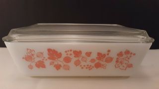 Vintage Pyrex Pink Gooseberry 1.  5 Qt.  Refrigerator Dish - W - Lid 503