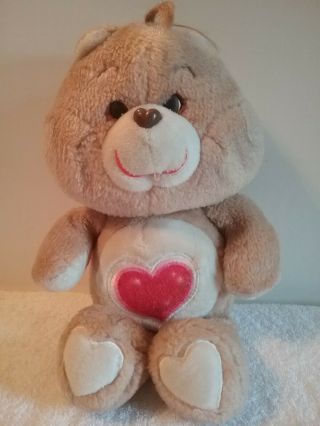 Vintage 1983 Kenner Tender Heart Care Bear 13 " Tall Brown Plush Red Heart Tummy