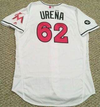 Jose Urena Size 46 62 2017 Miami Marlins Game Jersey Mother 