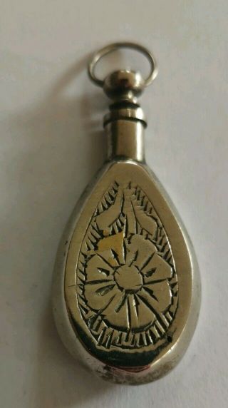 Antique Edwardian Silver Plated Chatelaine Perfume Bottle Vinaigrette