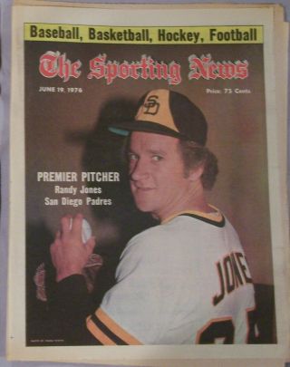 June 1976 Sporting News No Label Randy Jones San Diego Padres