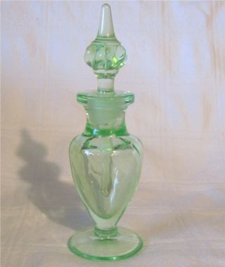 C1930 Vintage Tiffin " Milady " Green Uranium / Vaseline Glass Perfume Bottle