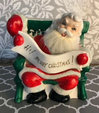 Vintage Rare Ucagco Santa Claus Christmas Ceramic Planter,  Hard To Find,  Kitschy