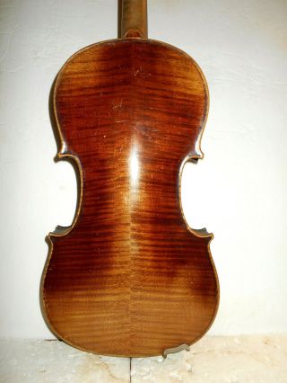 Antique Old Vintage " H.  B.  " 2 Pc.  Curly Maple Back Full Size Violin - Nr