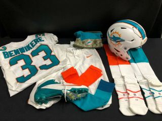 33 Miami Dolphins Bene Benwikere Game Jersey Full Set Pants/socks & Helmet