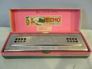 Vintage M.  Hohner Echo Harp Harmonica - Made In Germany W/original Box