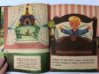 Peter Goes To School Book First Day Kindergarten Childrens Picture Book Vtg 1953 3