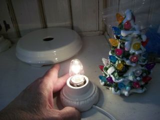 Snowy Flocked Ceramic Xmas Tree Light Vtg Inspired TOY SIZE FOR DOLL HOUSE 2