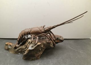 Japanese Meiji Bronze Reticulated Okimono - Lobster