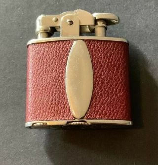 Rare Art Deco Vintage Red Leather Ronson Delight Automatic Pocket Lighter 1920’s