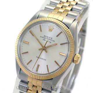 Rolex Oyster Perpetual Air King 5501 Silver Dial Stainless Steel 18k Gold Box