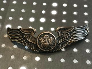 Vintage Military Usa Airforce U.  S.  Eagle Badge Crest Sterling Ww2 Wings Pin