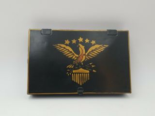 Antique Vintage Metal Cash Box Change Drawer Black Gold American Eagle