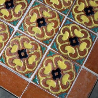 Art Deco Wrought Iron and Tile Side Table California Style Tiles 2