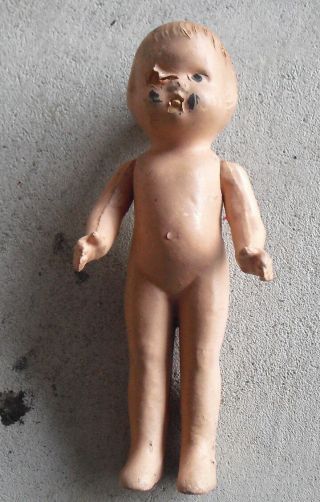Vintage 1930s Composition Jointed Arms Baby Girl Doll 7 3/4 " Tall