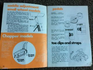 VINTAGE 1970 ' S RALEIGH CYCLE OWNERS HANDBOOK,  FROM CHOPPER,  RSW,  TWENTY PERIOD 2