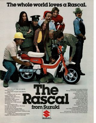 1979 Suzuki Rascal Fz50 Mini - Bike Motor Scooter Burt Reynolds Vtg Print Ad
