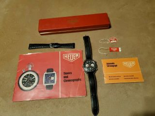 Vintage Heuer Autavia Chronograph Wristwatch W/original Box