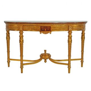 Great French Louis Xvi Gold Leaf & Inlay Console Hall Sofa Table Bench Made