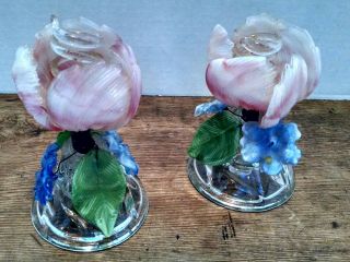 Vintage Cavalier Glass Co.  Glass Flowers - Candle Holders 1930 