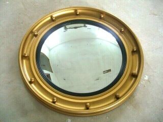 Vintage Art Deco Gilt,  Porthole Mirror,  Convex Dia 20 "