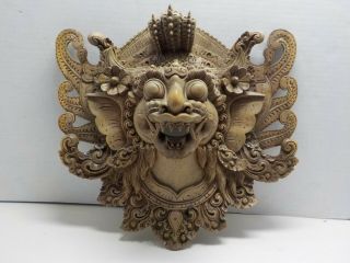 Vintage Carved Wood Wall Art Dragon Mask Wooden Mask 3 - D Wood Carving Ornate