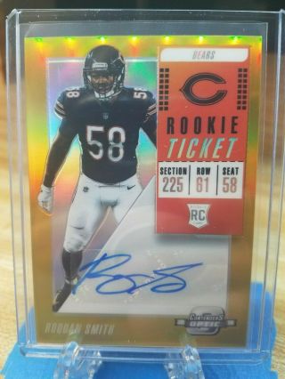 Roquan Smith 2018 Panini Contenders Optic Rookie Ticket Rc Auto Gold 1/10 1/1