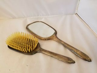 International Sterling Silver Vintage Hair Brush Hand Mirror Vanity Set