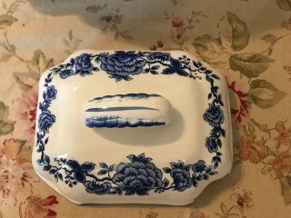 Vintage blue & white china soup tureen under plate & ladle japan (G) 3