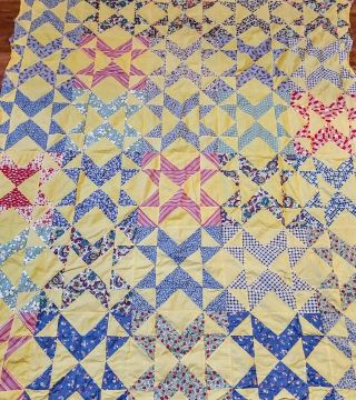 Vintage Fabric Cotton Quilt Top Handmade Ccolorful Approximately 60 " X 72 "
