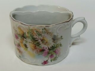Vintage Mustache Mug Tea Cup Porcelain Floral Design