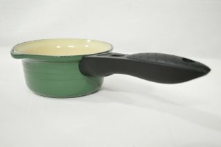 Guc Vintage Le Creuset Number 14 Green Cast Iron Enameled Sauce Pan With Spout