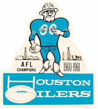 Houston Oilers Vintage Looking 1961 Nfl Afl Football Decal Sticker Champs
