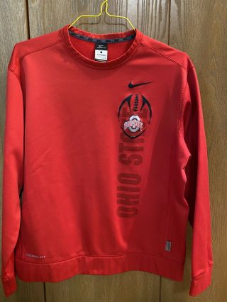 Nike Ohio State Football Sweater Pullover Mens Large Therma Fit Red Buckeyes Osu