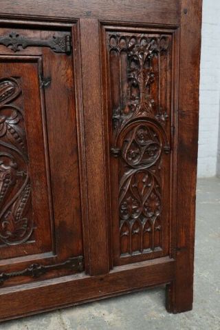 Exceptional Antique French Gothic Cabinet,  Religious Carvings,  1900 ' s,  Oak 3