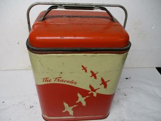 1950s 1960s Vintage The Traveler Drink,  Food Cooler Perfect For A Luggage Rack