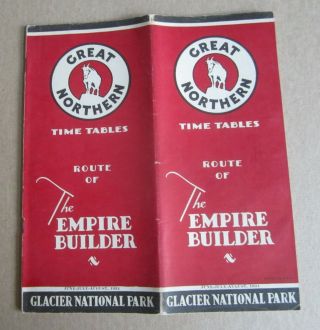 Old Vintage 1934 - Great Northern Railway Time Tables - Route Of Empire Builder
