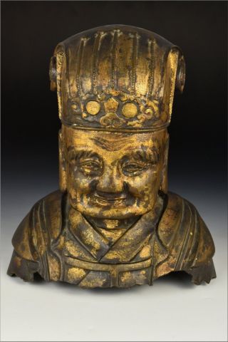 16th Century Chinese Ming Dynasty Gilt Bronze Bust Profile 2