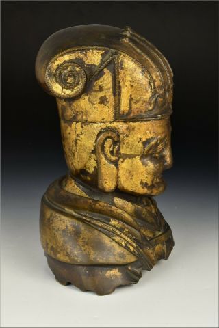 16th Century Chinese Ming Dynasty Gilt Bronze Bust Profile 3