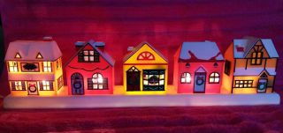 Vintage Christmas Lights Village Houses Mantle Or Window Display