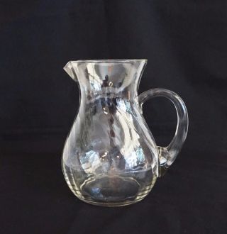 Vintage Clear Glass 1 Litre Pitcher Milk Water Jug Swirl Design